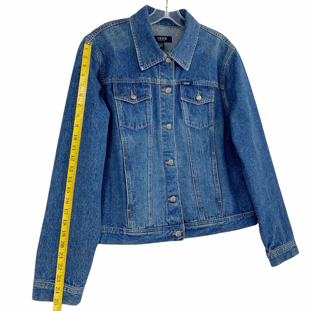 Izod Jeans Denim Jeans Trucker Jacket Medium Blue Wash - Picture 15 of 15